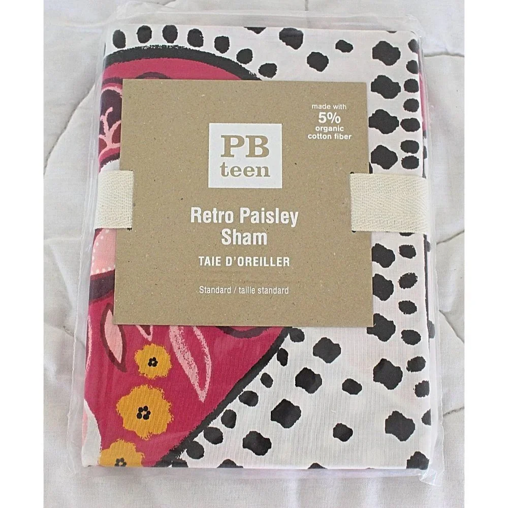 New in Package - Pottery Barn PBTeen Retro Paisley Flanged Sham, Hippie 1960s